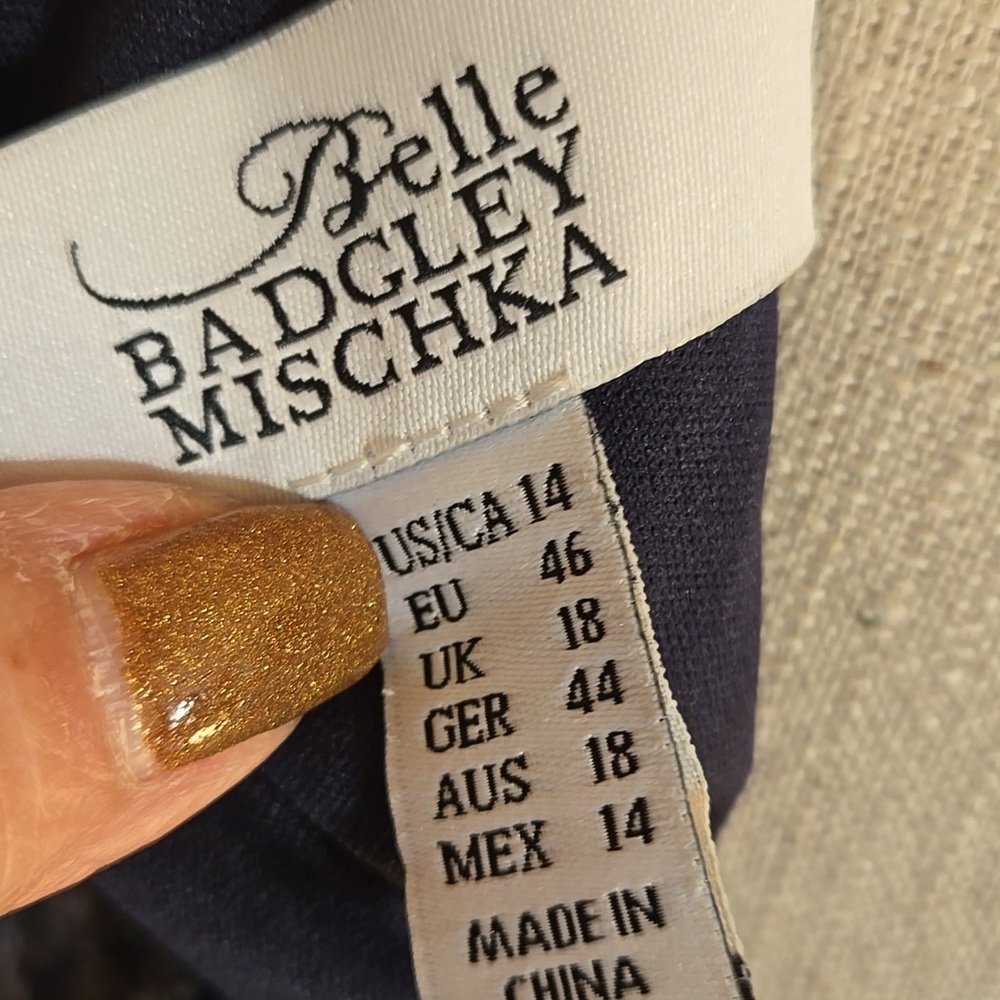 Badgley Mischka Sequin Cocktail Dress Navy Womens Size 14 - Picture 5 of 10